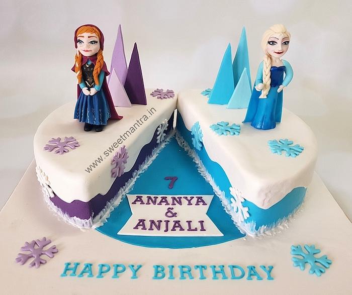 Elsa cake for twin girls