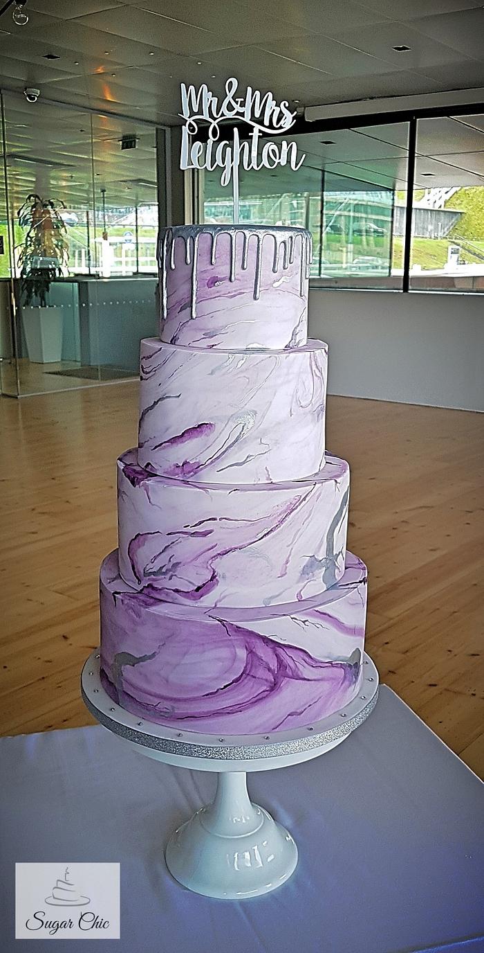  Hand-painted Marble Wedding Cake