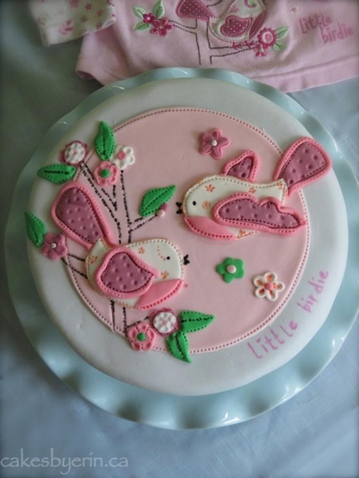 Pink Birds Baby Shower Cake