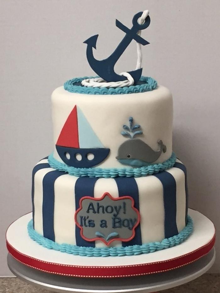 Nautical baby shower cake