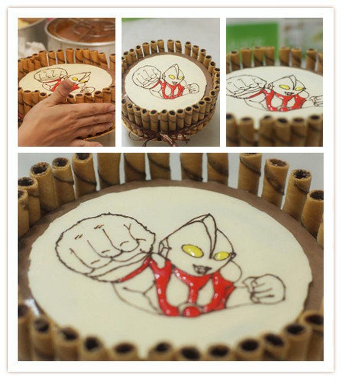 Chocolate Ultraman Birthday Cake
