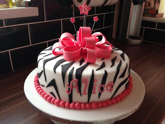 Zebra print bow cake