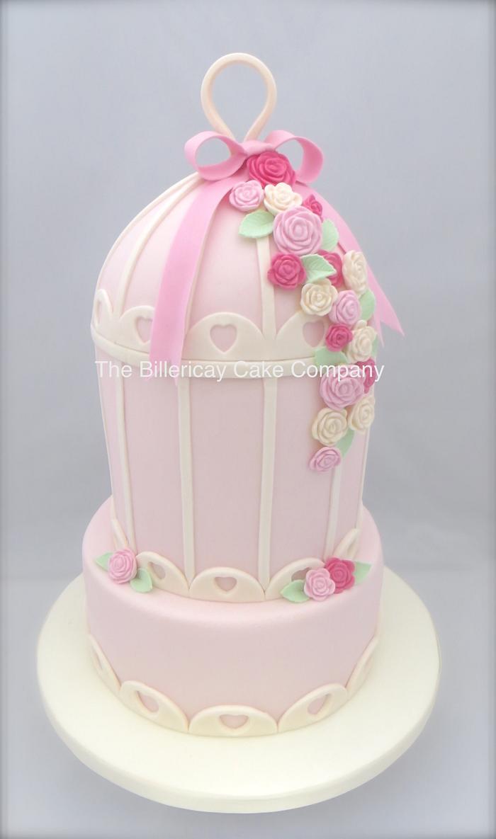 Pink Birdcage Wedding Cake