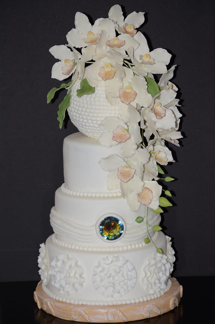 White Orchids Cake 