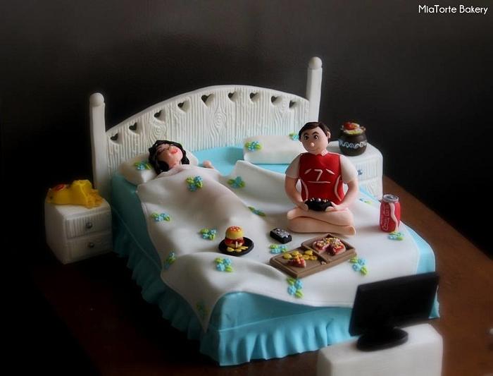 A Bed theme cake .