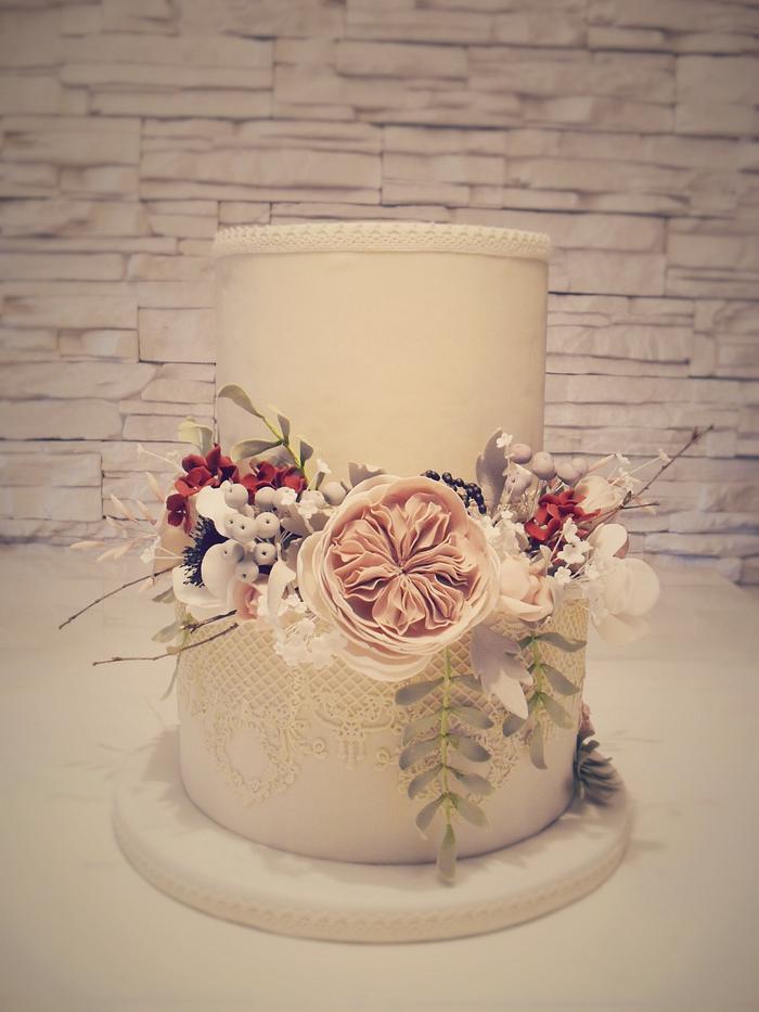 vintage floral cake