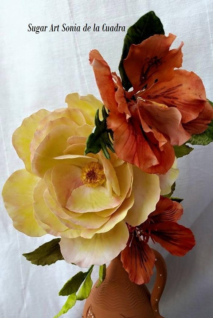Sugar paste flower arrangement
