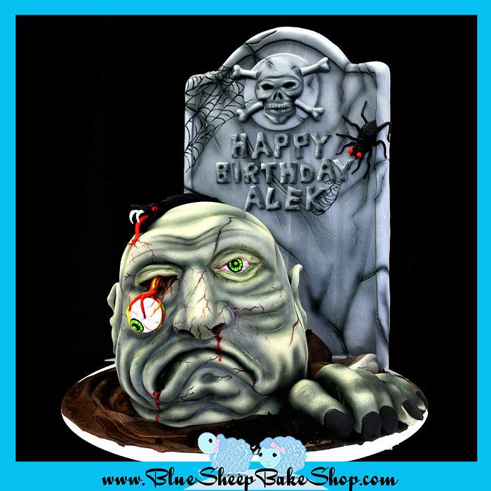 Zombie Head Birthday Cake 
