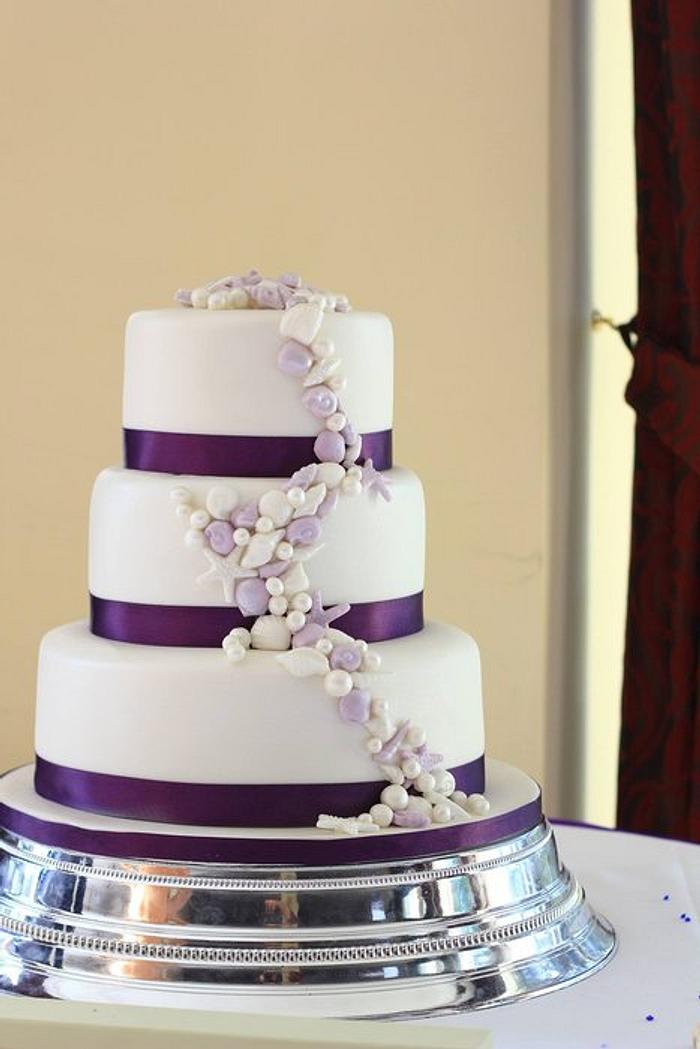Purple Seashell Wedding Cake 