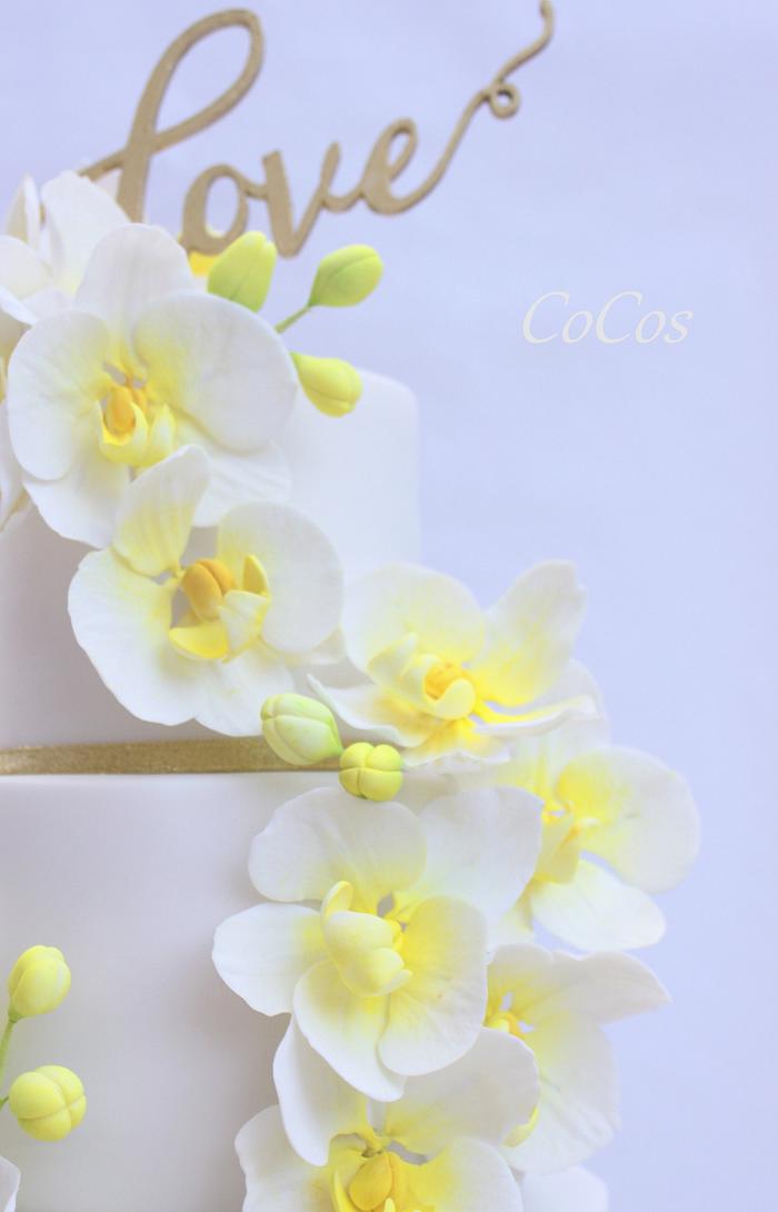 Orchid wedding  anniversary cake 