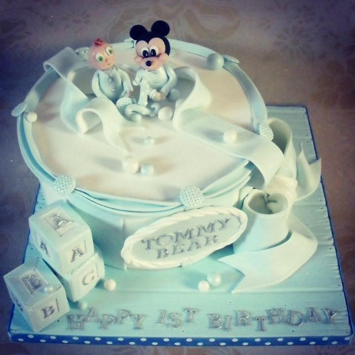 Baby Boys first birthday featuring Mickey Mouse