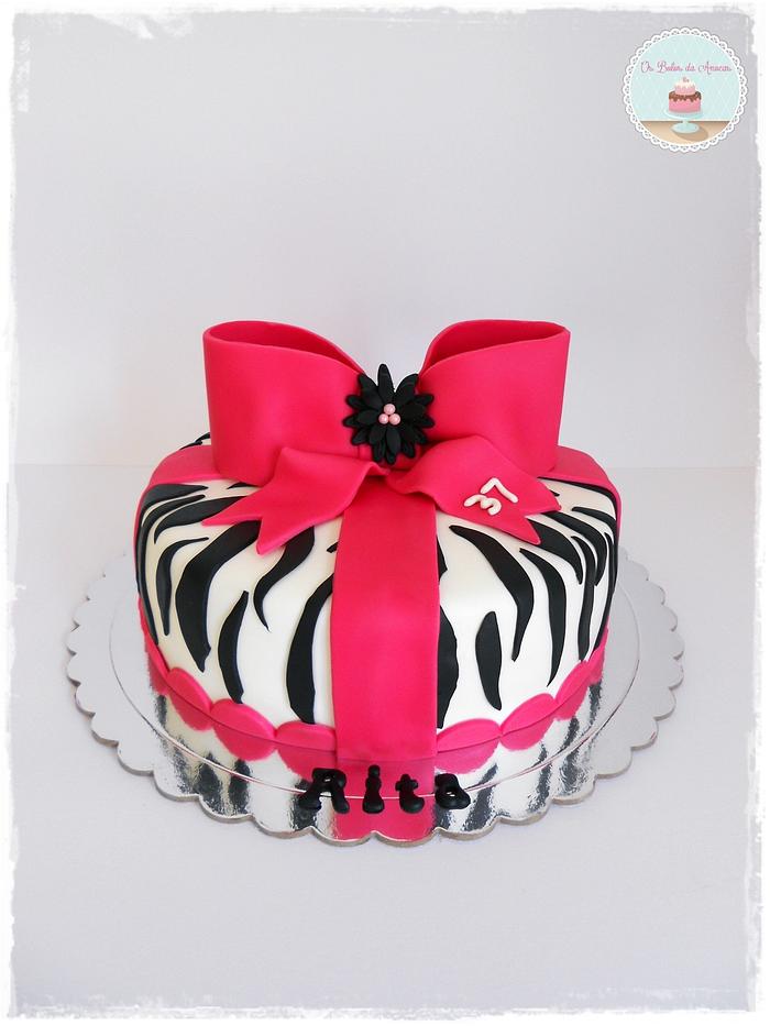 Pink Zebra Theme Cake
