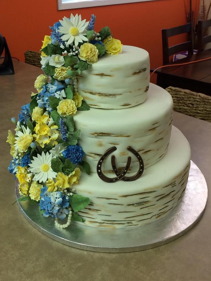 Horse Shoe Rustic wedding cake