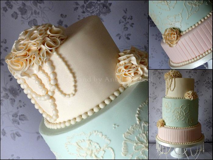 wedding with pearls and ruffles