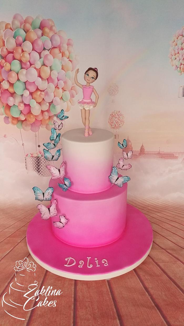 Ballerina and butterfly cake