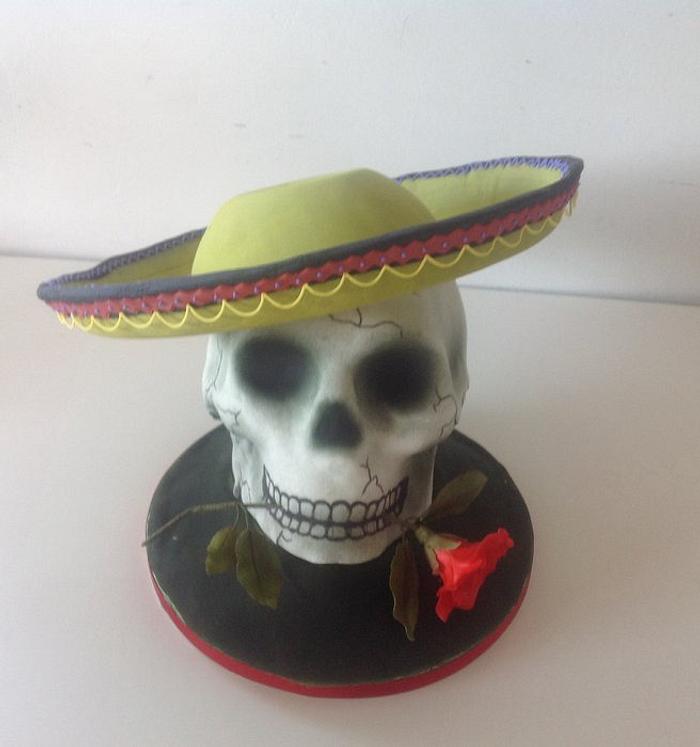 pastillage sombrero and skull celebrating day of the dead