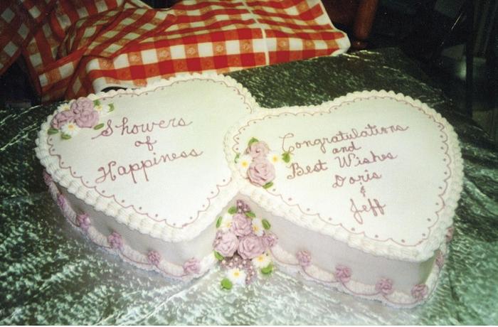 Twin Hearts Shower cake
