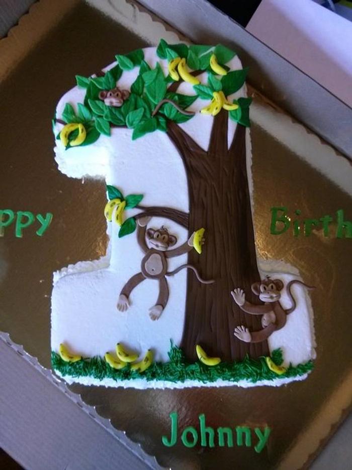 1st Birthday Monkey Themed Cake