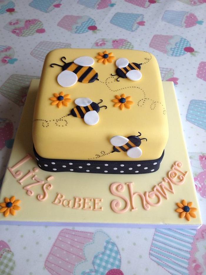 Bumblebee themed baby shower cake