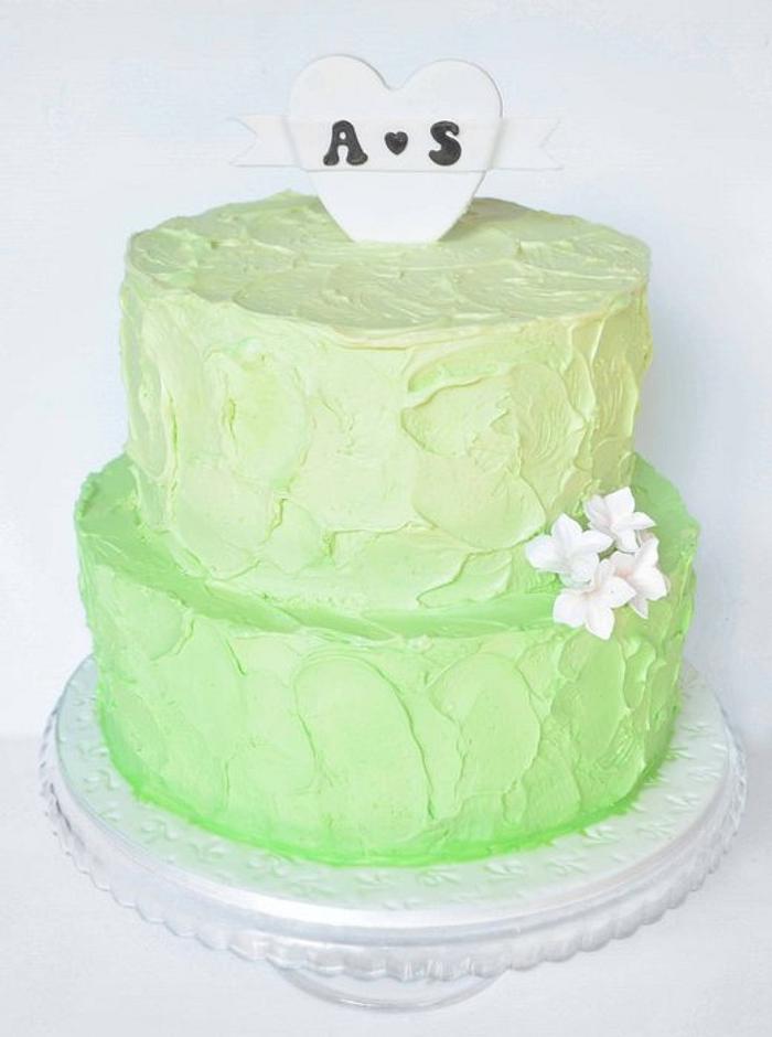 Ombre Mint Green Engagement Cake