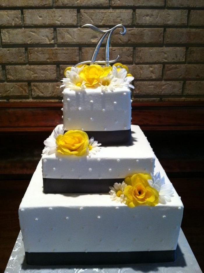 Yellow & Grey Wedding Cake
