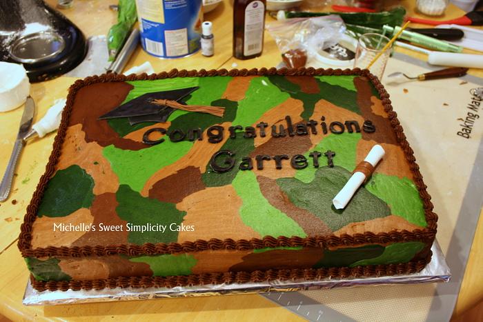 Camo Print Graduation Cake