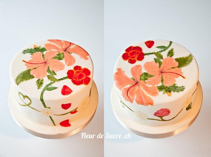 Hand painted flower cake