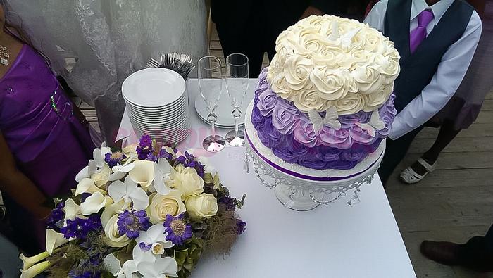 Ombre purple wedding cake