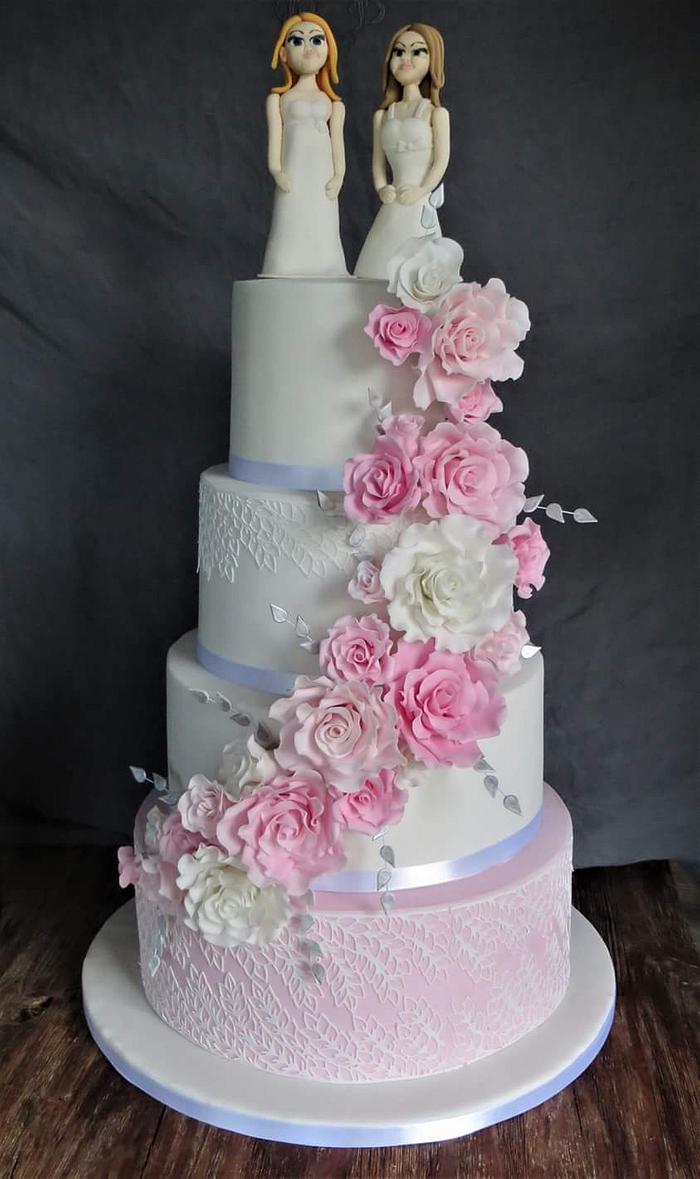 Pastel pink wedding cake