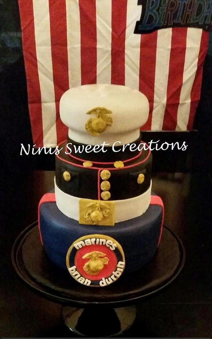 USMC Dress Blues Cake. Marine Corps