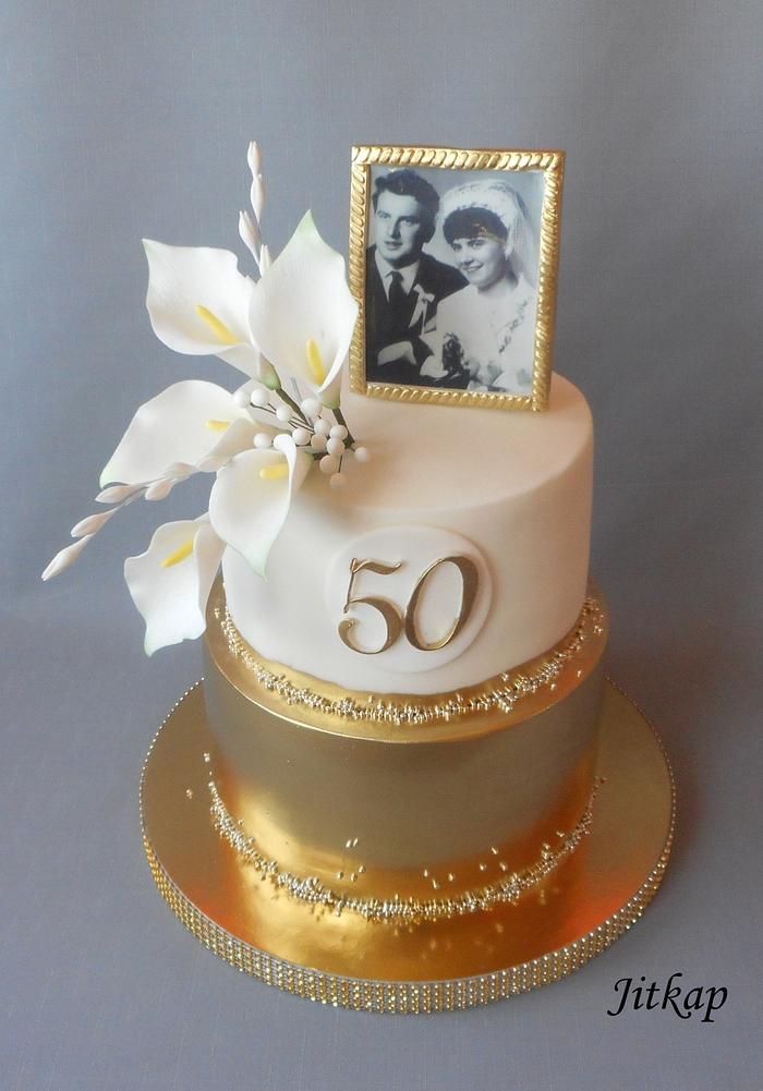 Personalised Golden 50th Anniversary Cake Topper - From Willow
