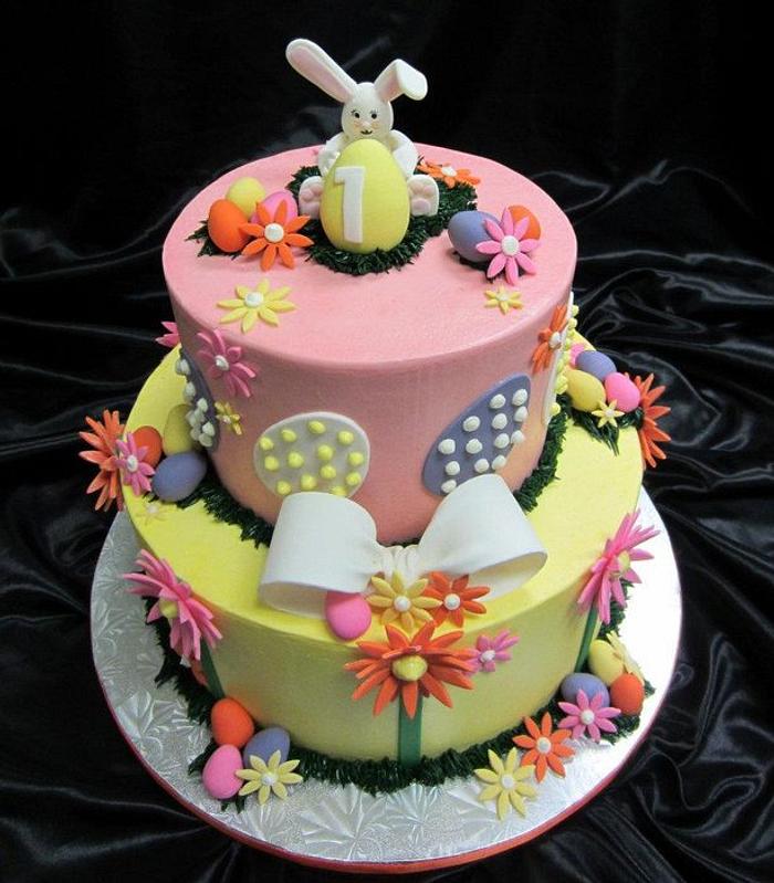 Easter themed 1st birthday cake