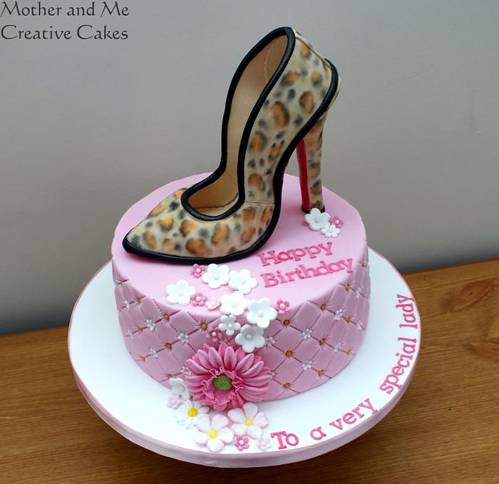 Leopard Skin Shoe Cake - Decorated Cake by Mother and Me - CakesDecor