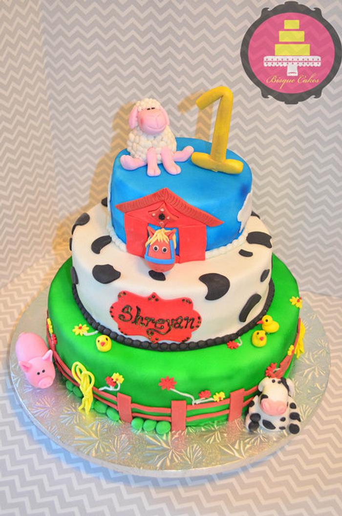 Farm Animal Cake Topper Decor Barnyard Animals Theme Birthday Baby Shower  Tractor Shepherd Dog Granary Cow Goose White Couds - AliExpress