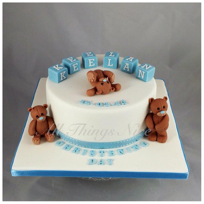 Teddy bear christening cake 