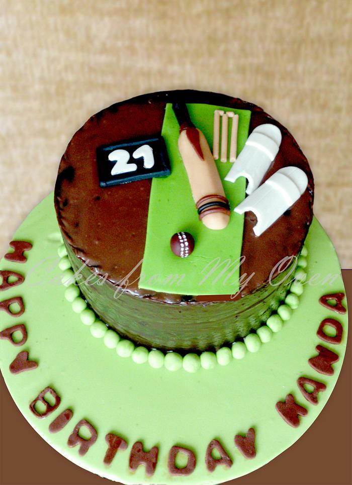 Cricket Themed Chocolate Ganache Cake!