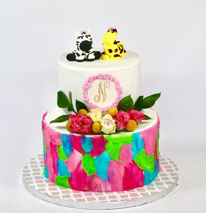 Mixed media birthday cake
