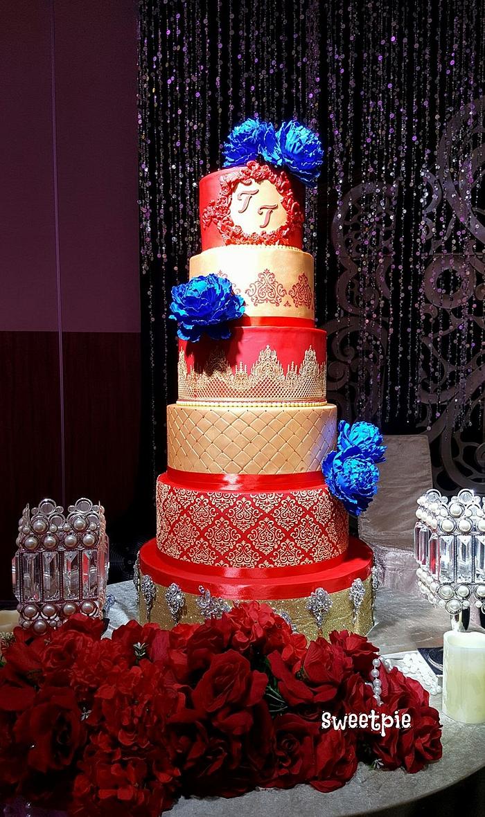 Gold and Red Wedding cake