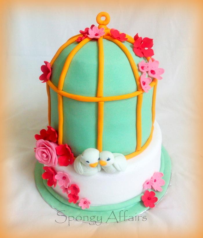 Bird cage themed anniversary cake