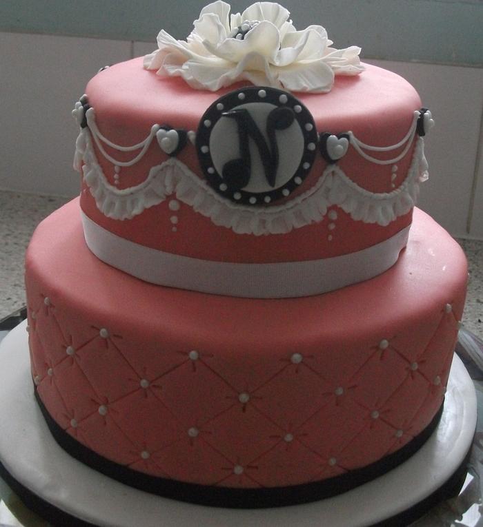 Pink and White Birthday Cake