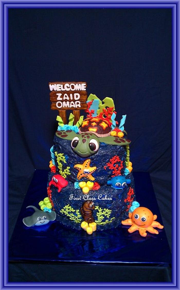 Squirt Under The Sea baby shower cake