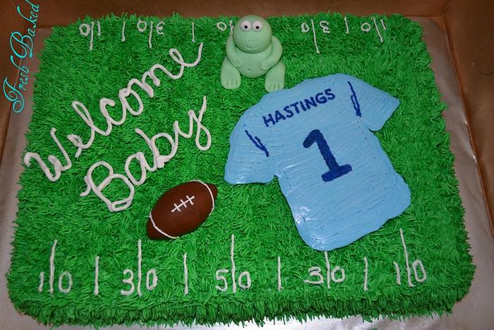 Football baby shower cake
