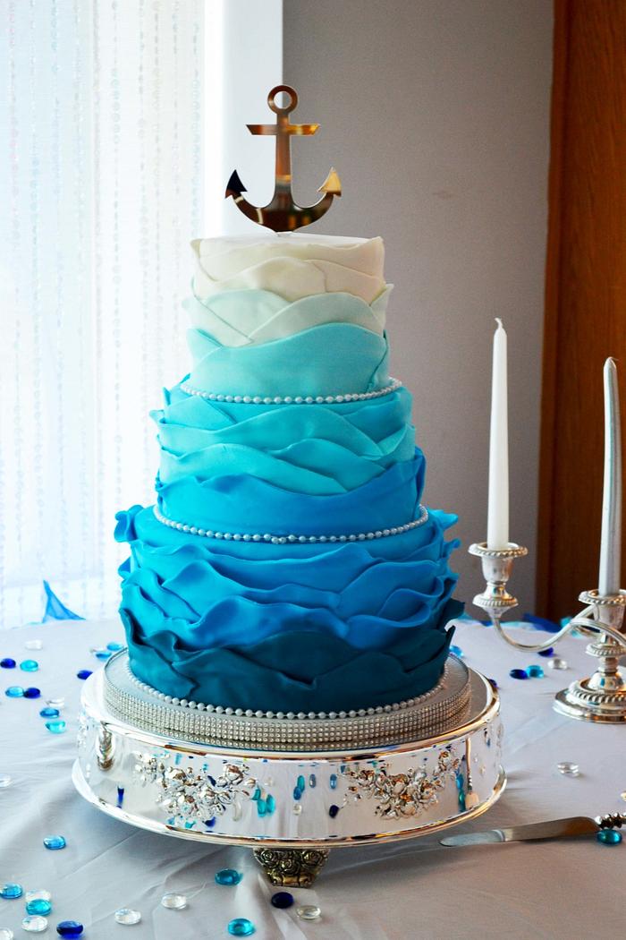 Ombre Wave Wedding Cake 