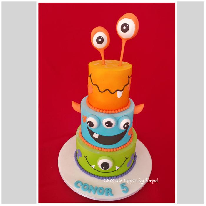Monster themed birthday cake