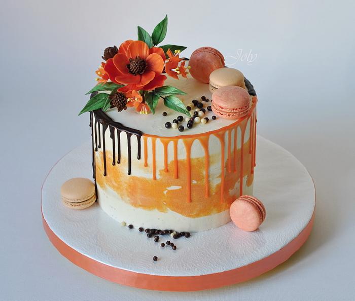 Drip cake with flower