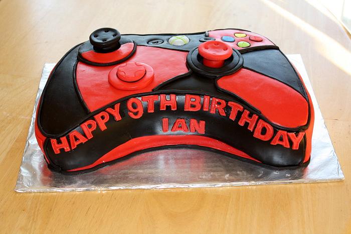 Red and Black X-Box 360 Controller Cake