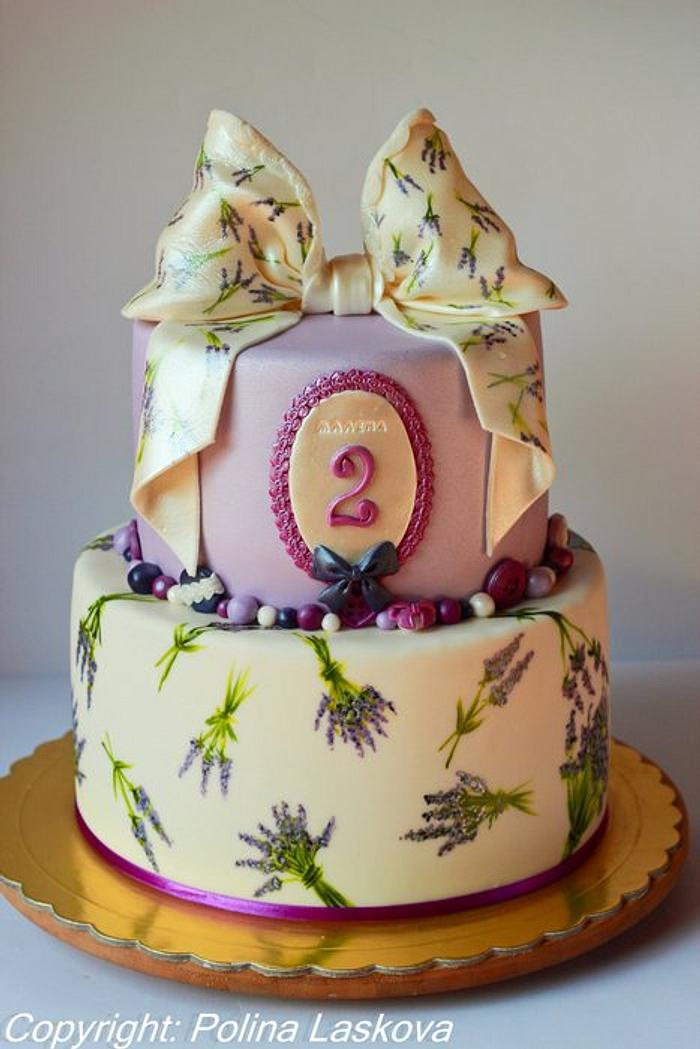 Hand painted Lavender cake