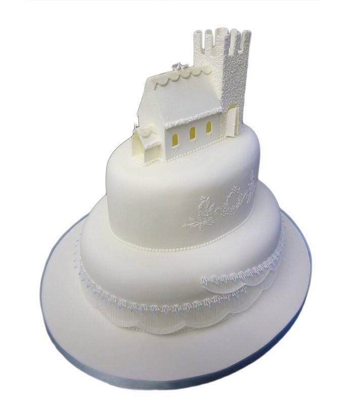 Church snow wedding cake 