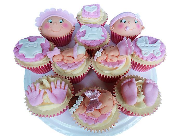 Baby girl baby shower cupcakes