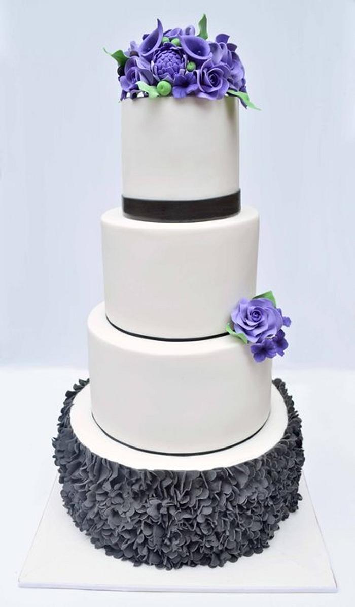Extended four tier wedding cake